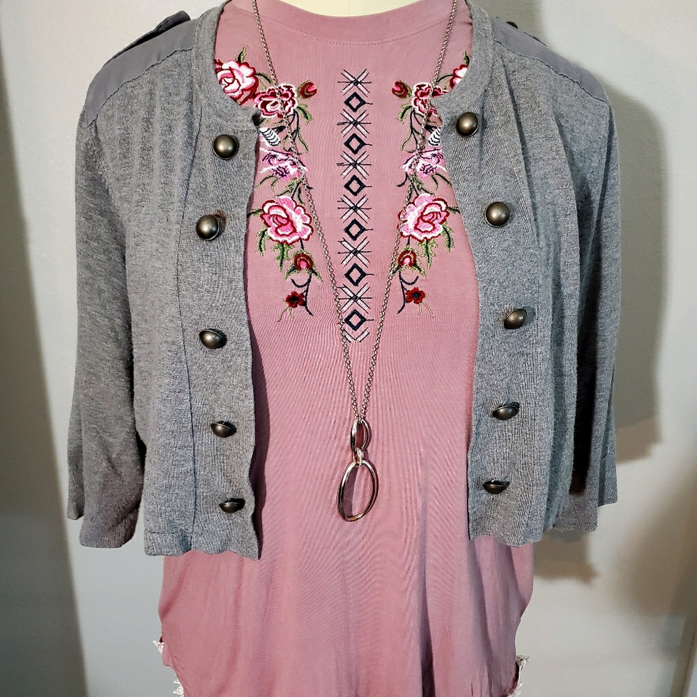 Loralette Mauve Tank with Floral Embroidery